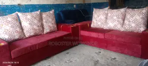 Maroon L-Shaped 6 Seater Sofa