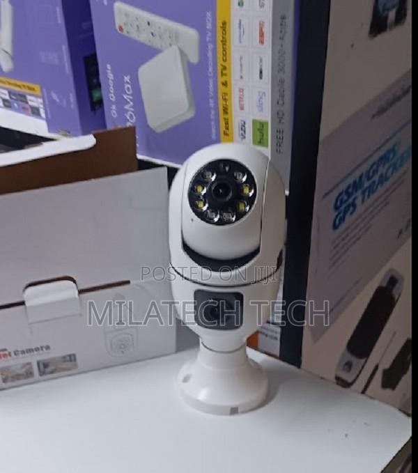 360° Dual Lens PTZ Bulb Camera With V380 App Remote Monitoring