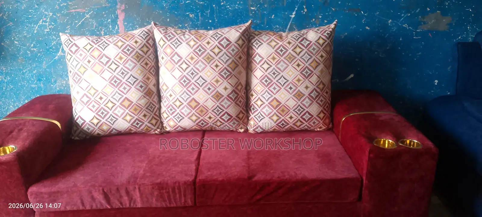 Maroon 3 Seater Sofa