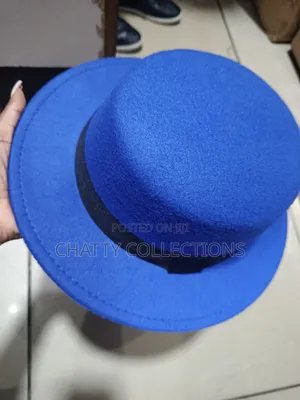 Royal Blue Flat Top Unisex Fedora Hats