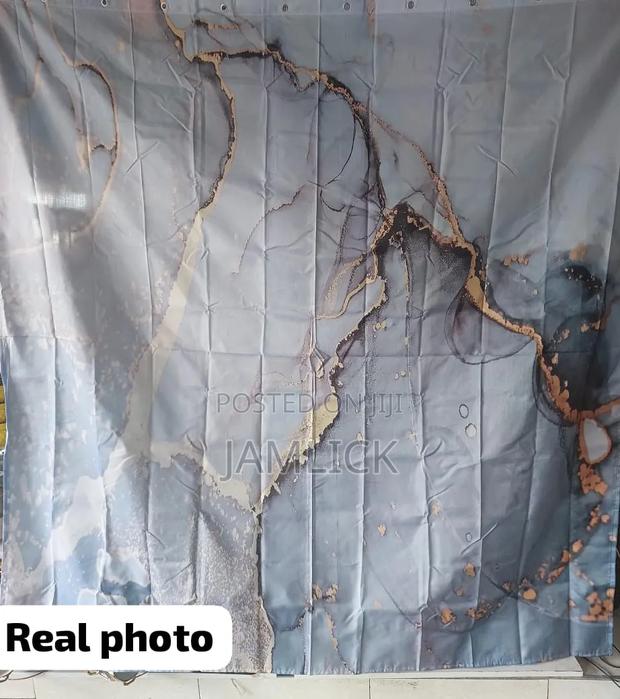Waterproof Shower Curtain With 12 Hooks (180×180cm) – Pm - thumbnail 2