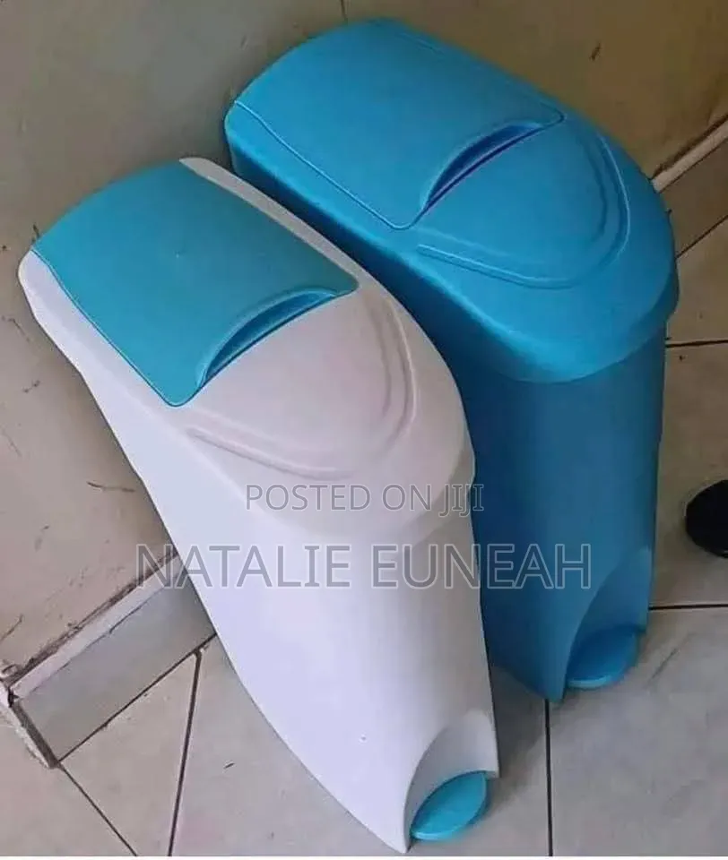 White and Blue Sanitary Bins