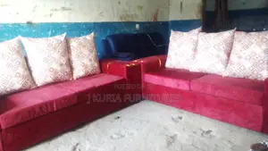 Maroon L Shaped 6 Seater Sofa