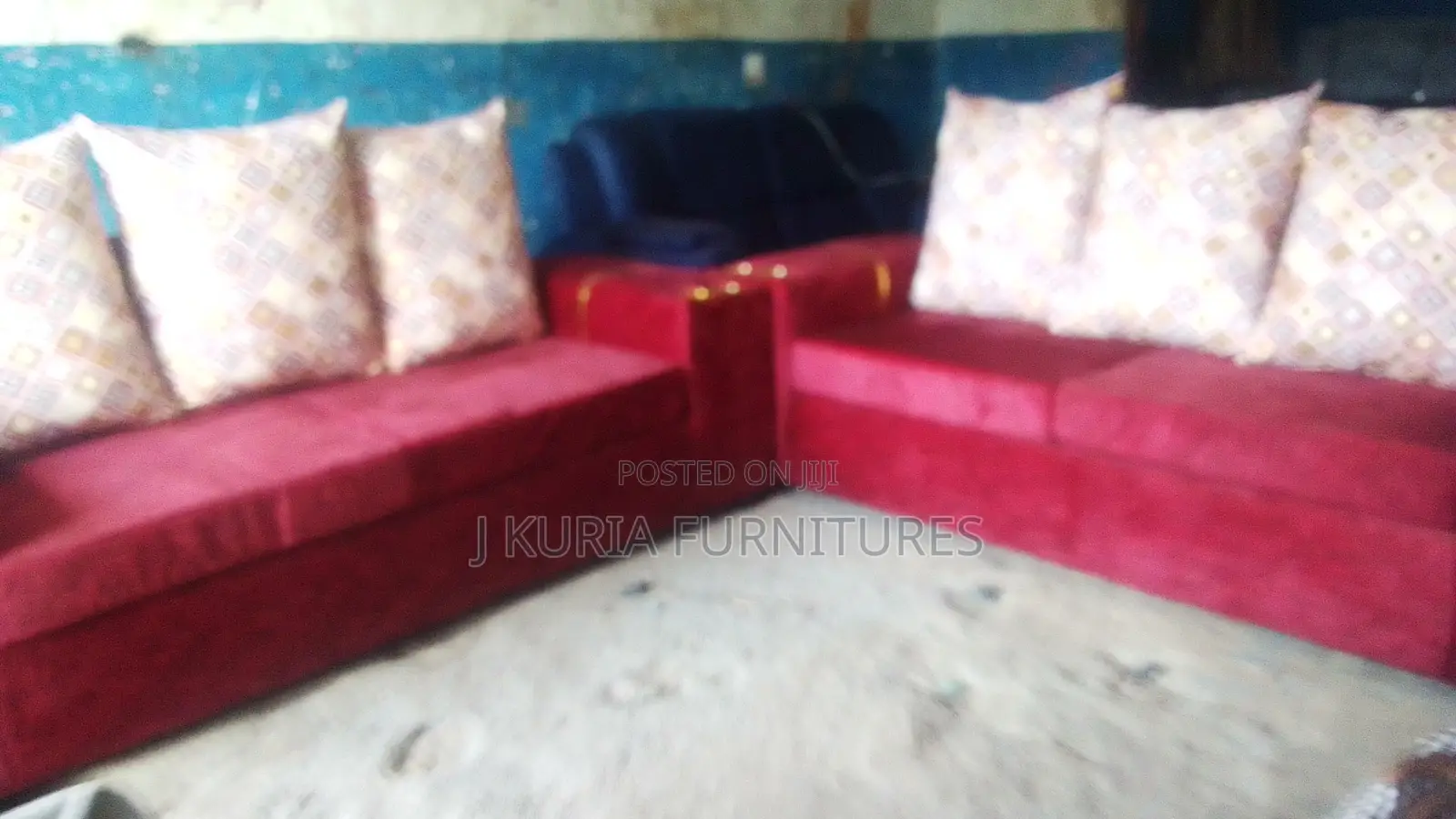 Maroon L Shaped 6 Seater Sofa