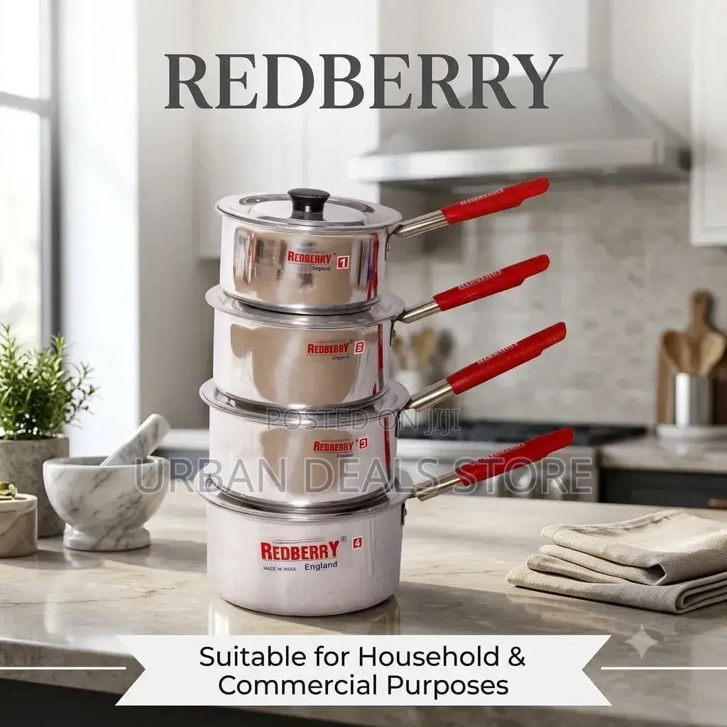 Redberry Premium Range of Aluminium Heavy Duty 4 PCS Stewpan Set