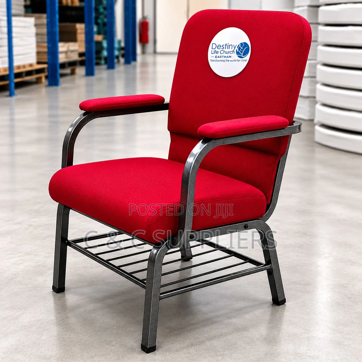 Red Stackable Fabric Wedding Chair.