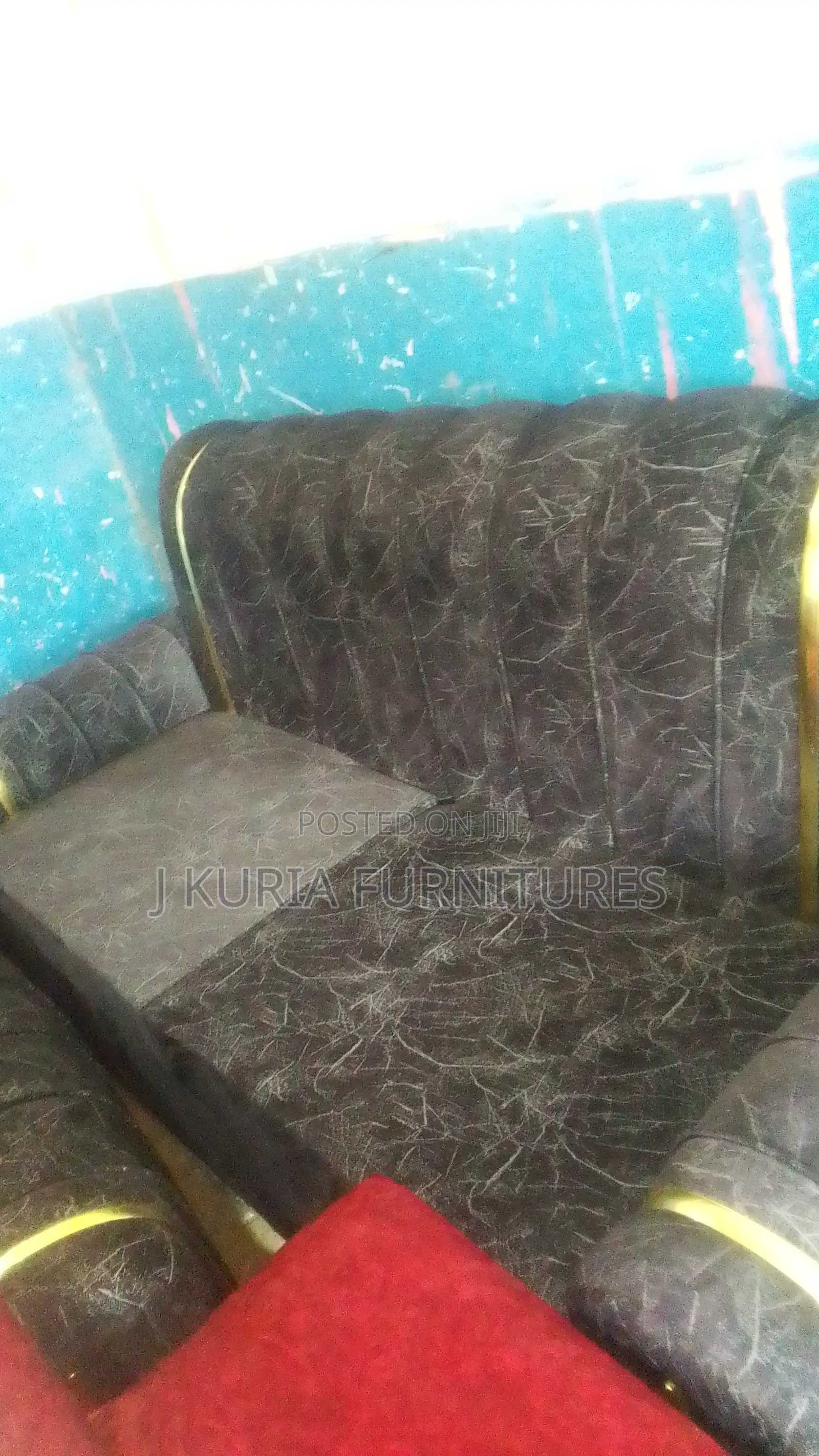 Black 3 Seater Modern Sofa