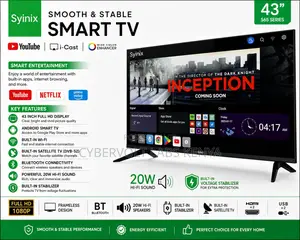 Syinix 43" Smart Android Tv –Frameless Full Hd With Built-in Satellite