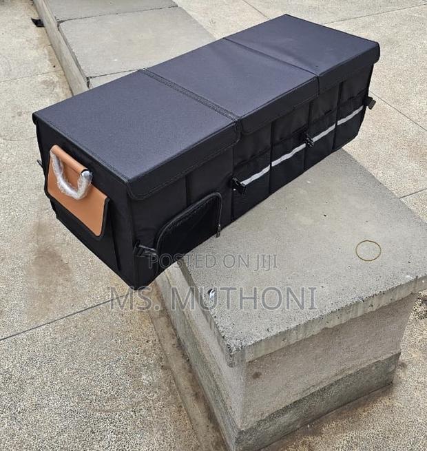 Heavy Duty Collapsible, Black Fabric Car Trunk Organizer (90 Cm) - thumbnail 2