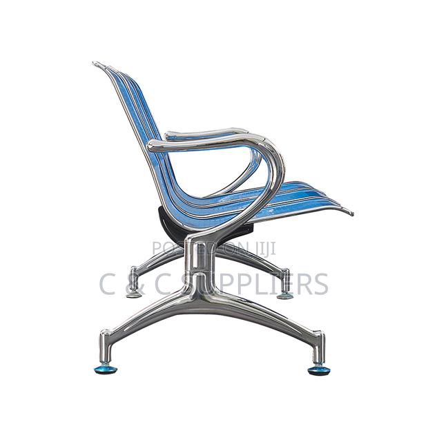 3-Seater Metallic Blue Waiting Bench - thumbnail 2