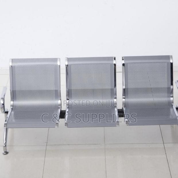 3-Seater Metallic Blue Waiting Bench - thumbnail 3