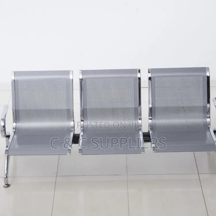 3-Seater Metallic Blue Waiting Bench