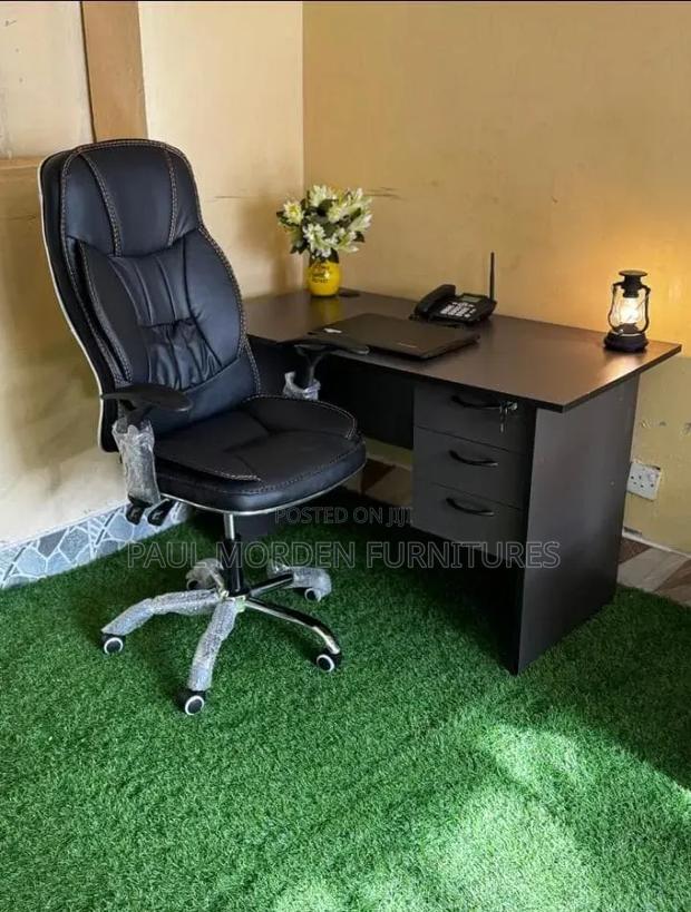 Leather Chair Office Grey Desk Available - main view