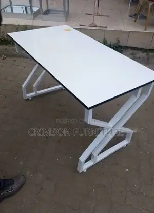 Metallic Table and Mesh Chair