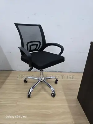 Metallic Table and Mesh Chair