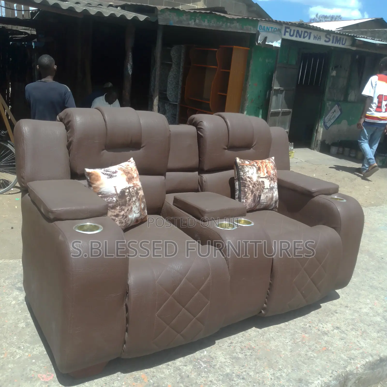 Brown 2 Seater Leather Sofa