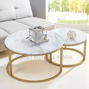 Luxury Marble Nesting Round Coffee Tables Round Living Room Table Set