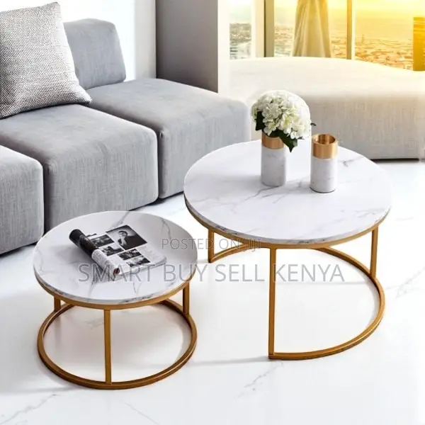 Space-Saving Round Marble Coffee Tables for Living Room and Lounge