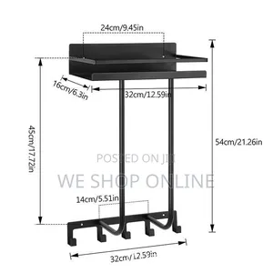 Bathroom Towel Holder With Metal Shelf and 5 Hooks