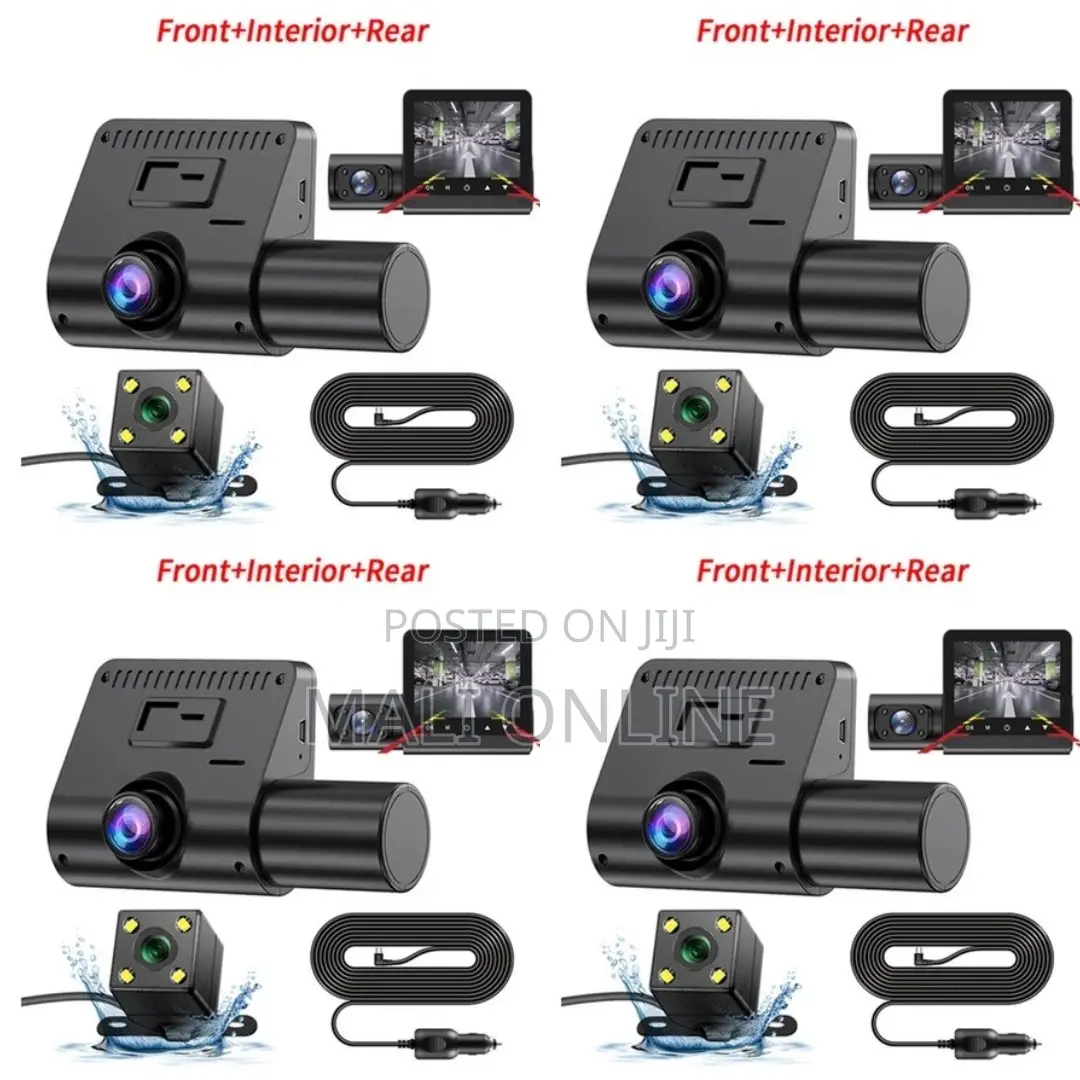 Front Inside Rear Night Vision G-Sensor 3 Channel Dash Camera