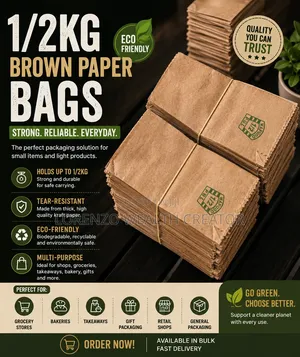 1/2kg Brown Kraft Paper Bags – Strong Eco-Friendly Packaging