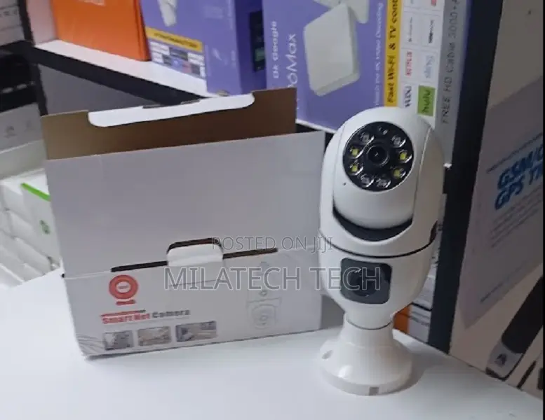 Wireless Dual Lens Bulb CCTV Camera 360° PTZ With Night Vision Audio