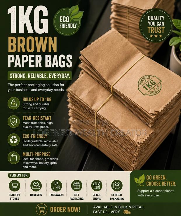 1kg Brown Paper Bags – Strong, Eco-friendly Reliable