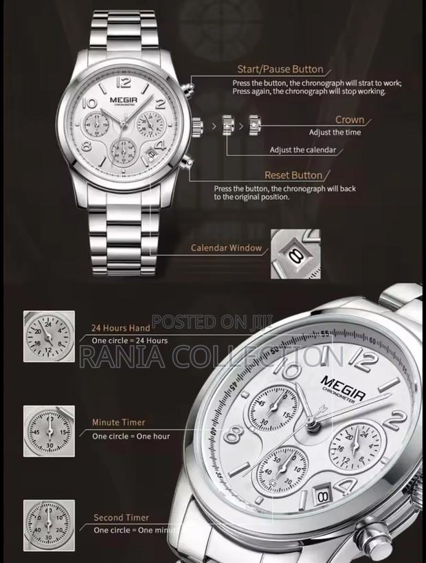 Unisex Silver Megir Chronograph Watch - thumbnail 6