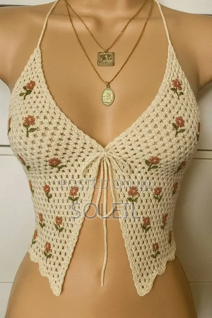 Backless Striped Crochet Tops