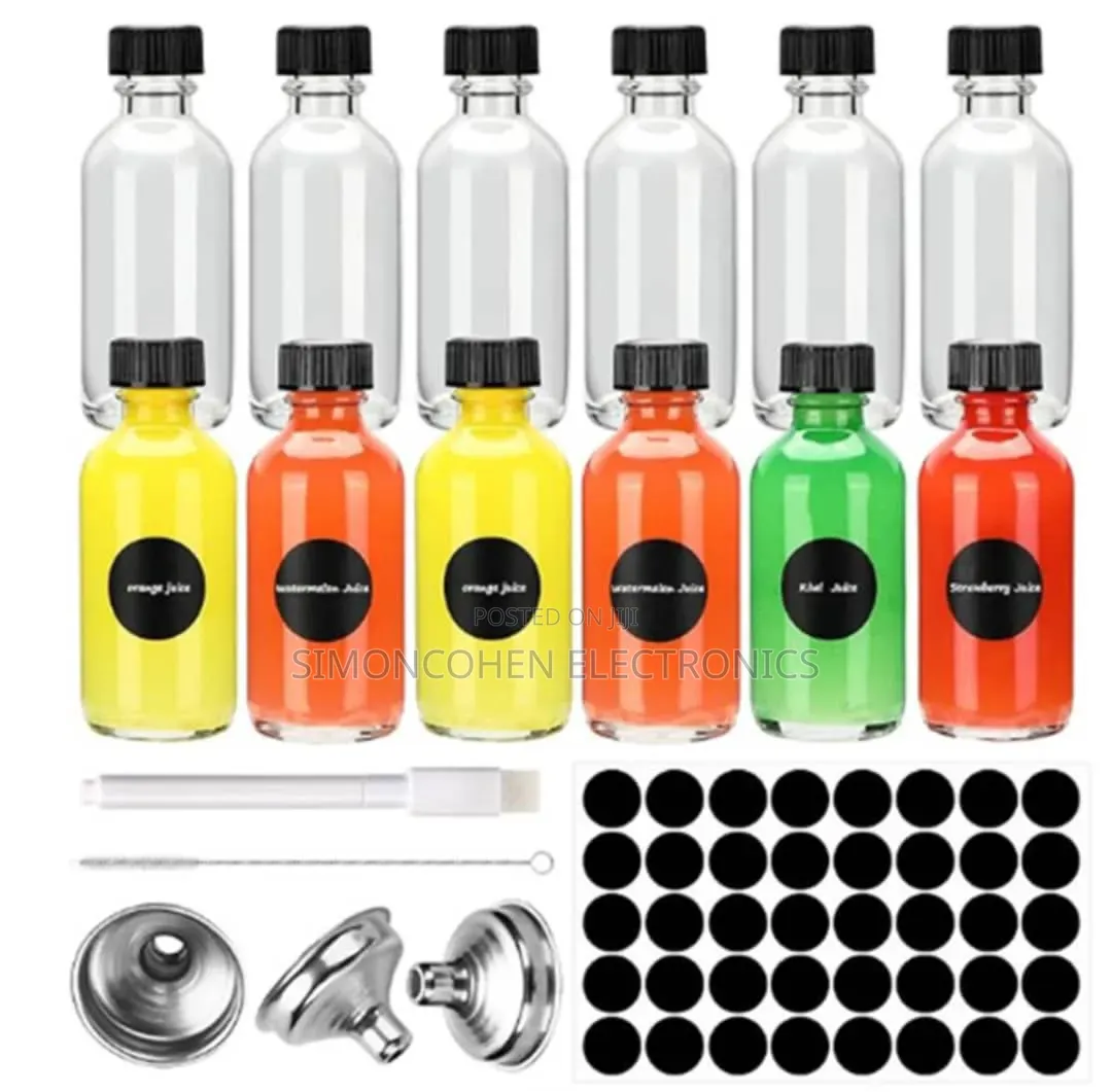 12pcs Ginger Shot Bottles With Steel Funnels and Stickers