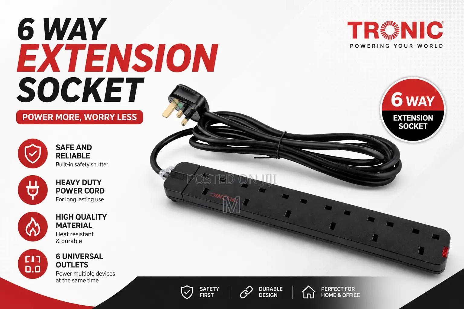 Extension 6 Way Black