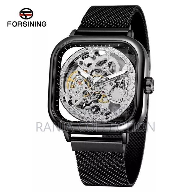 Black and Silver Forsining Automatic Skeleton Watch - thumbnail 2