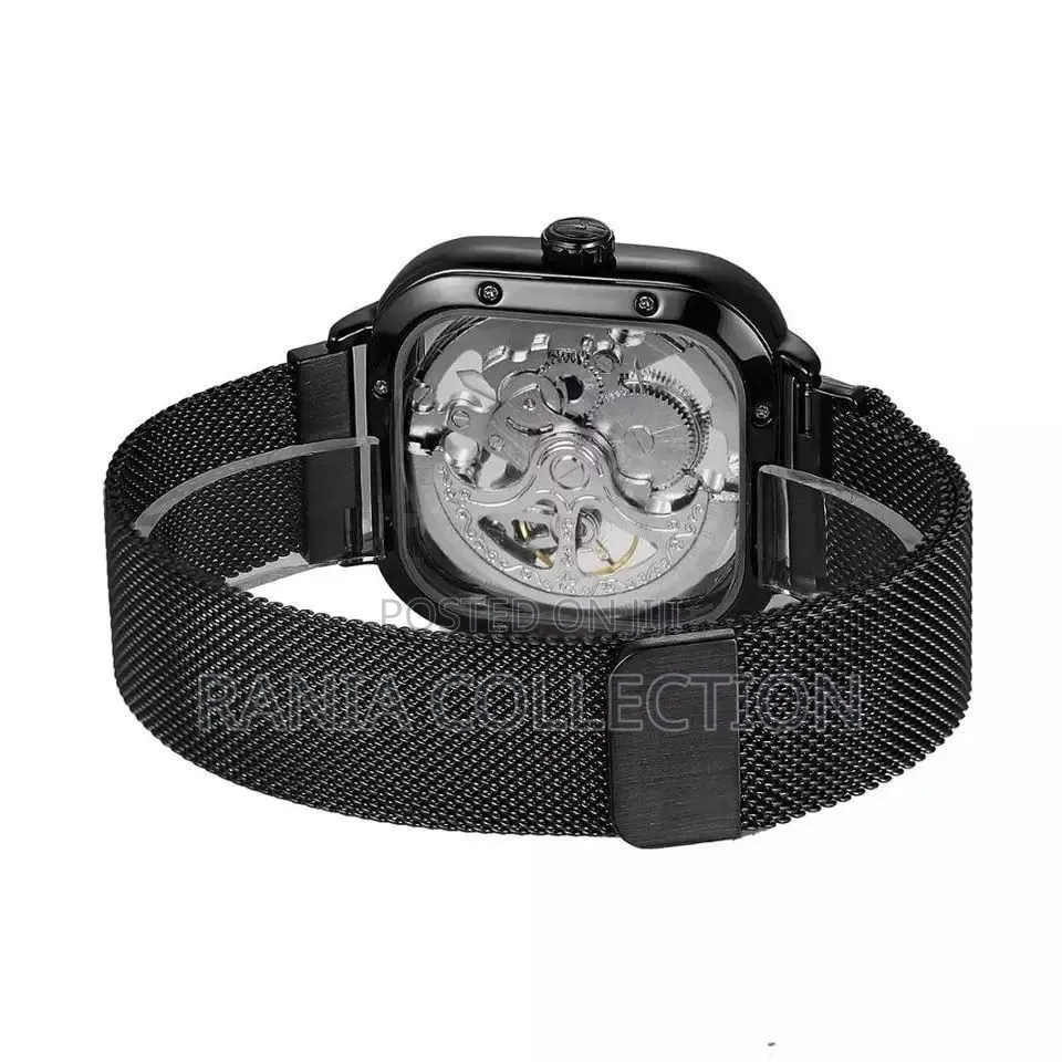 Black and Silver Forsining Automatic Skeleton Watch