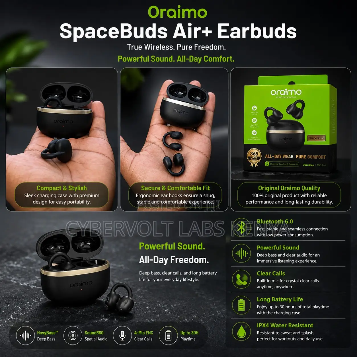 Oraimo Opensnap Upgraded Clip Earbuds