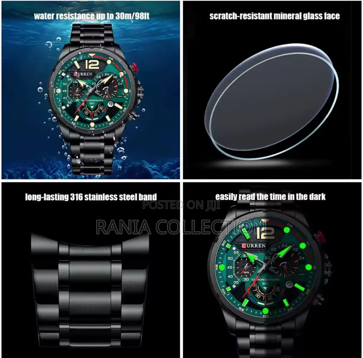 Green Gents Curren Chronograph Stopwatch