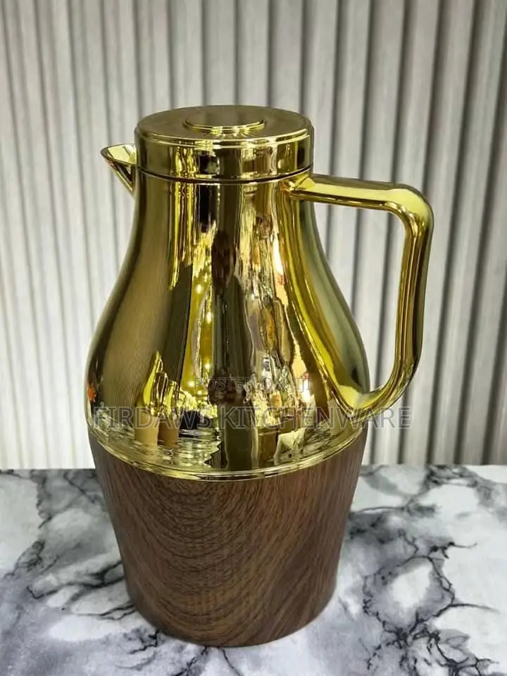 Premium Nordic Wood Gold Thermal Flask