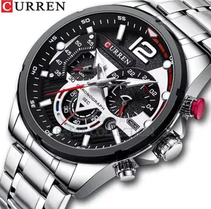 Black and Silver Gents Curren Chronograph Watch