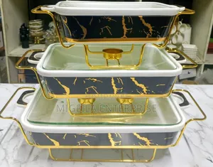 3 in 1 Black and Gold Chaffing Dishes