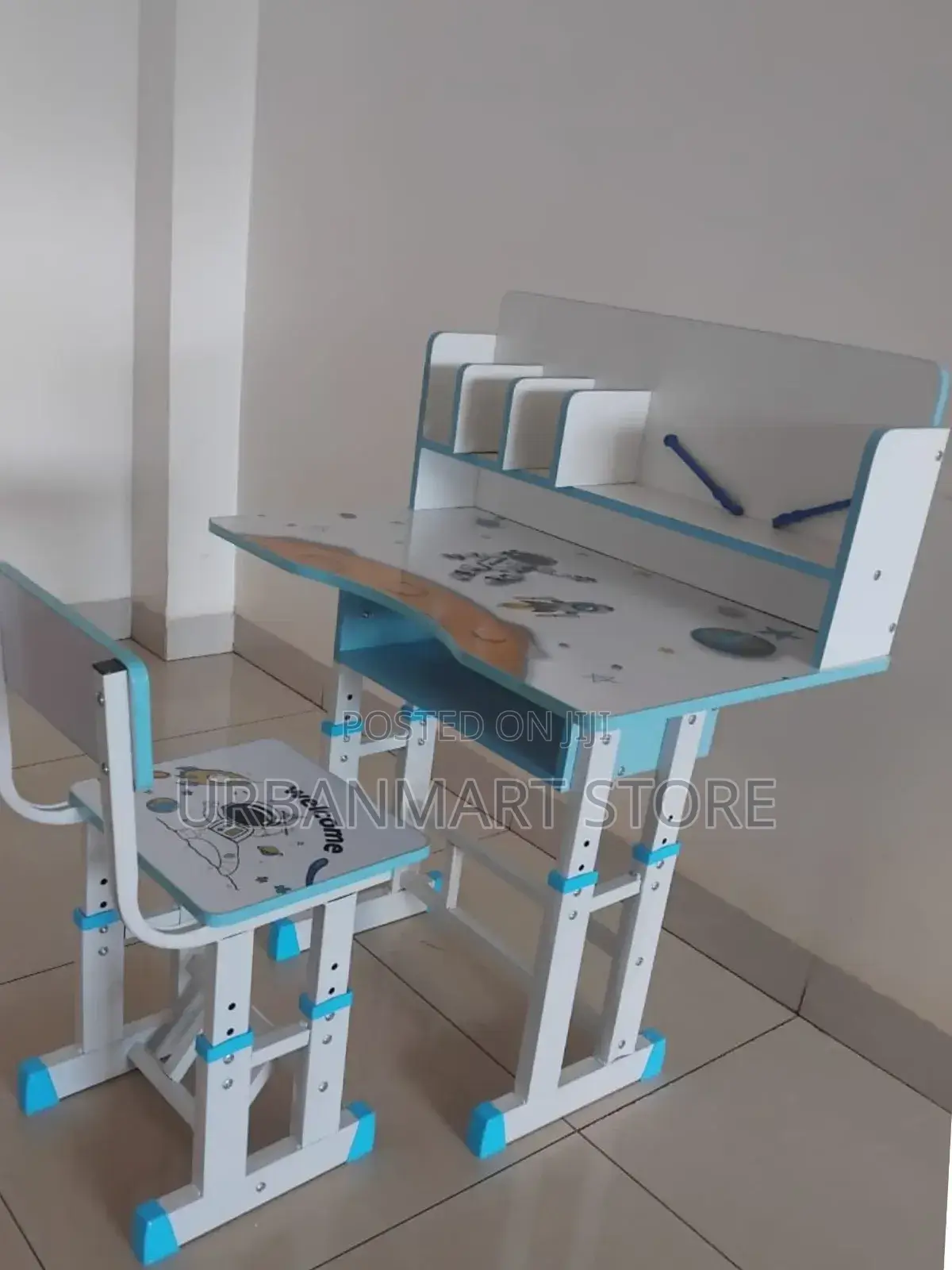 Kids Study Table With Storage – Blue Pink