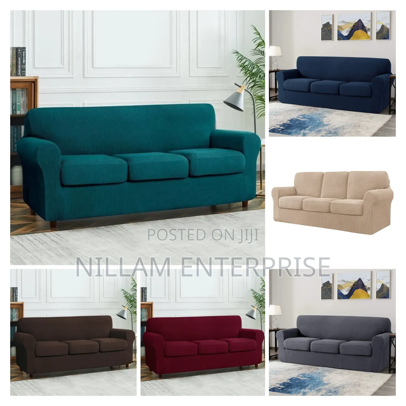 Jacquard Material Slip Sofa Covers That Come With Big Cushion Covers*