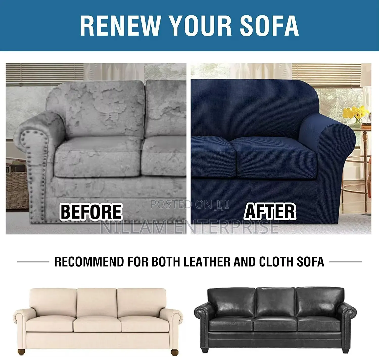 Jacquard Material Slip Sofa Covers That Come With Big Cushion Covers*