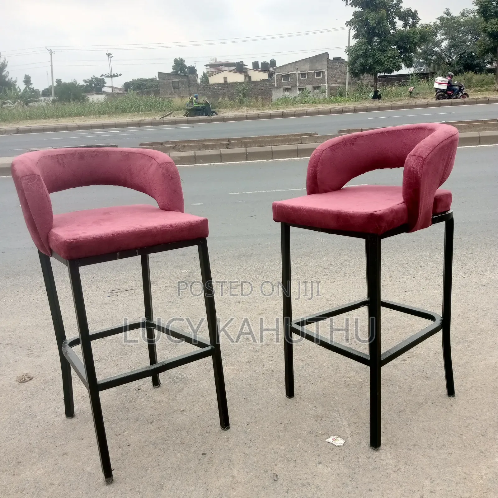 Burgundy Chairs With Square Tube Leg