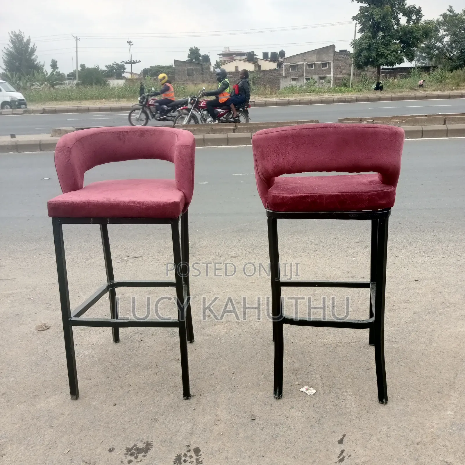 Burgundy Chairs With Square Tube Leg