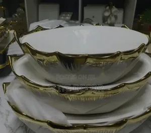 3 in 1 Cream White and Gold Soup Dish