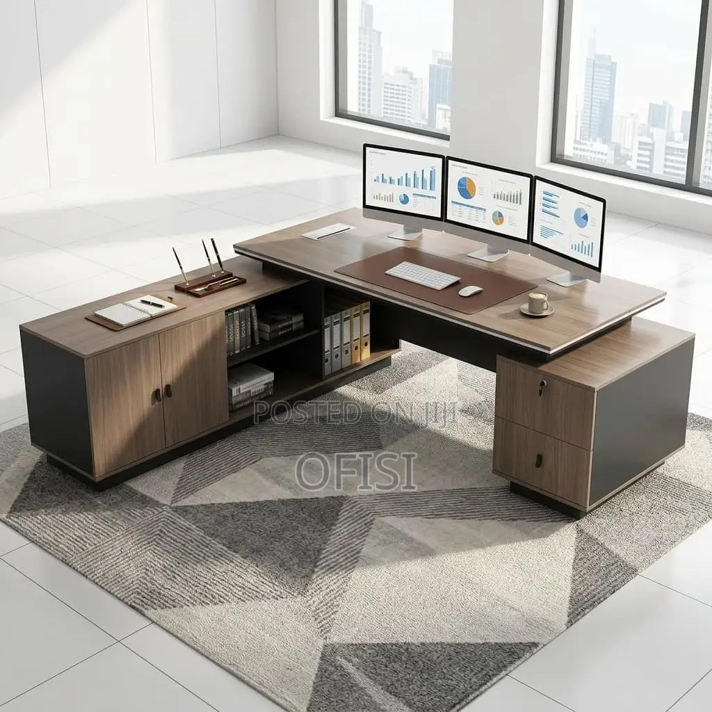 Office Desk; 2400mm L-Shaped Executive Office Desk