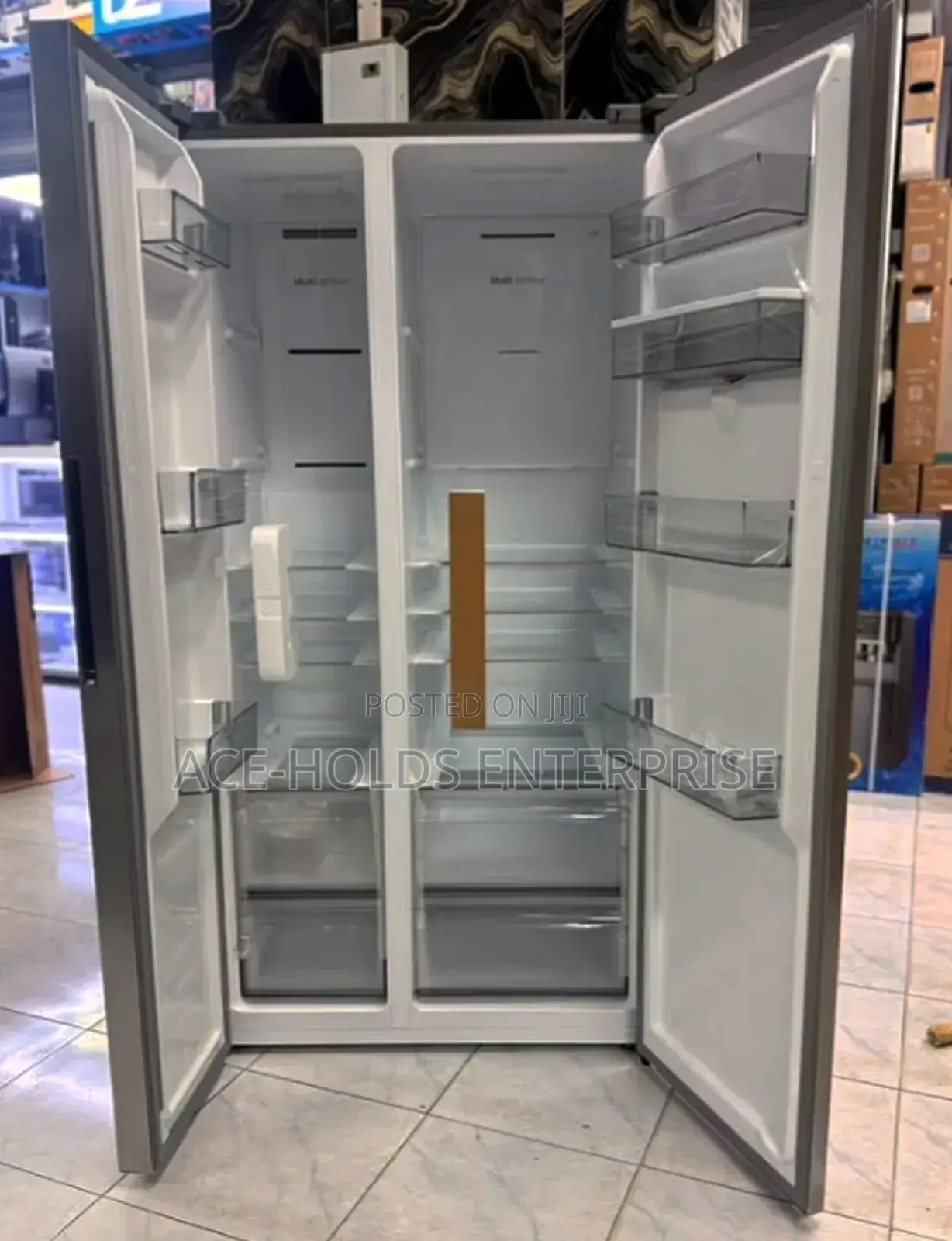 Silver - 541 Litres Hisense Side by Side Fridge/ External Dispenser