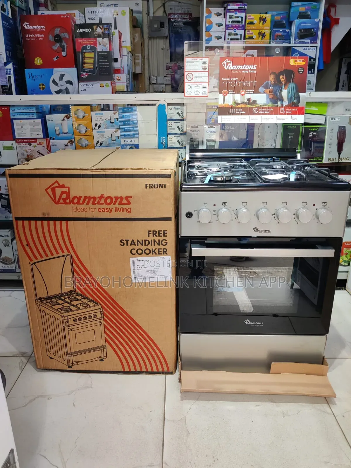 Ramtons Standing Cooker 60*60cm. 3g+1e . Electric Oven.