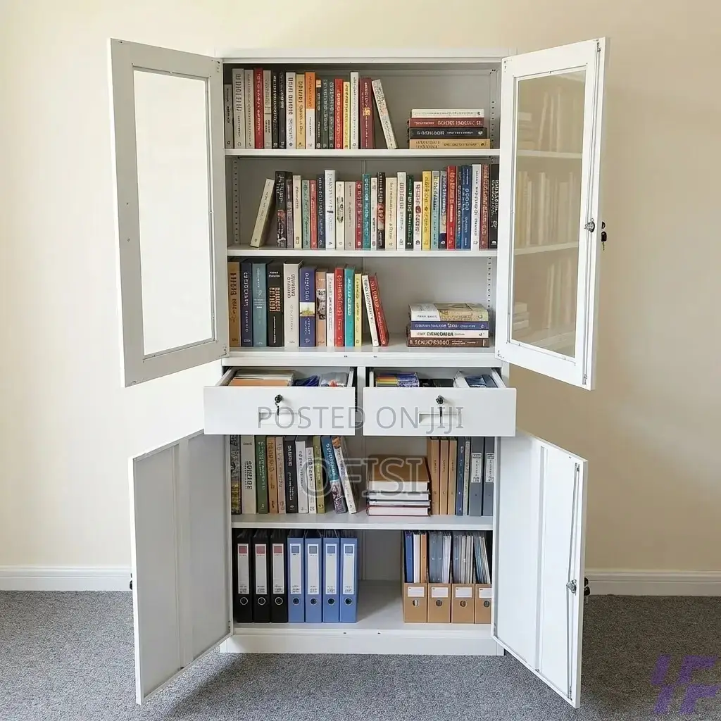 Office Cabinet; 2 Door Office Cabinet With Middle Drawers
