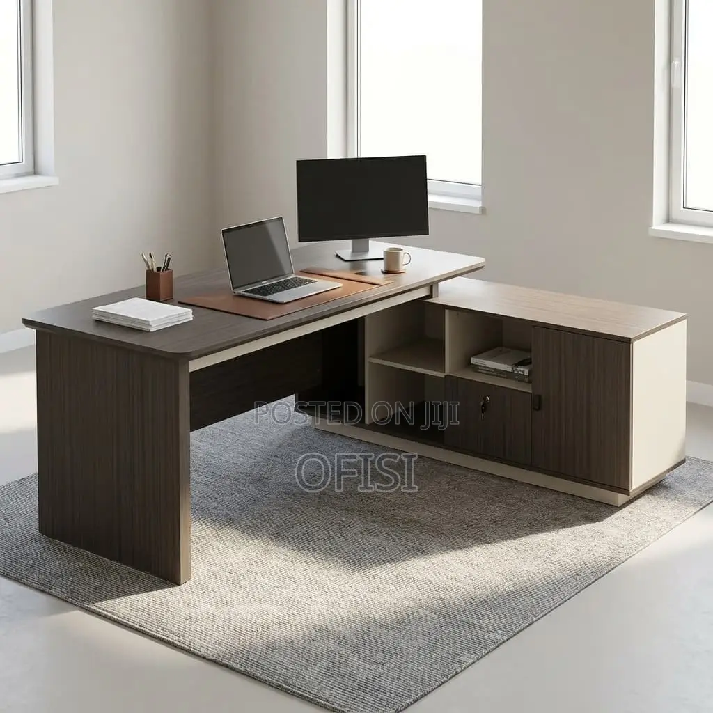 Office Desk; 180cm Imported L-Shaped Office Desk