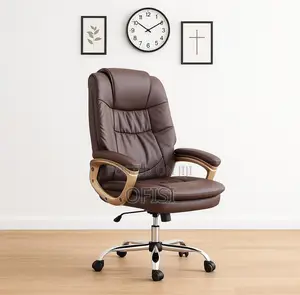 Office Chair; Brown Executive Leather Office Seat